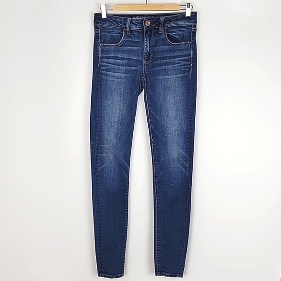 American Eagle Women's Jegging Super Stretch X Denim Blue Jean Faded Size 6 Long - Picture 1 of 16
